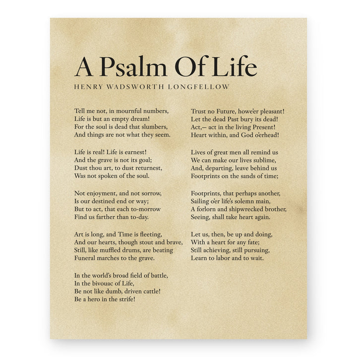 A Psalm of Life Longfellow Poem Vintage Literary Bible Verse Wall Art