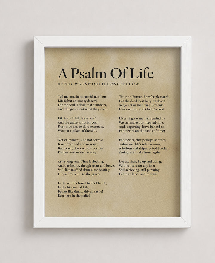 A Psalm of Life Longfellow Poem Vintage Literary Bible Verse Wall Art