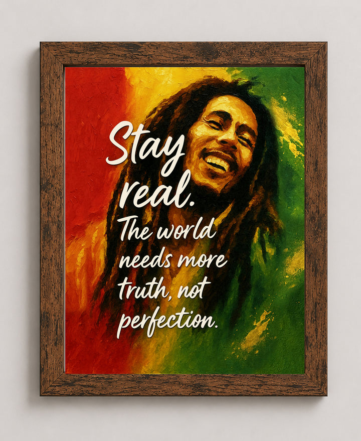 Stay Real Quote Reggae Wall Art Meditation Space Inspirational Wall Art
