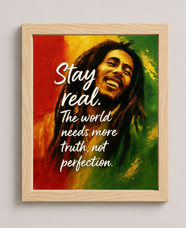 Stay Real Quote Reggae Wall Art Meditation Space Inspirational Wall Art