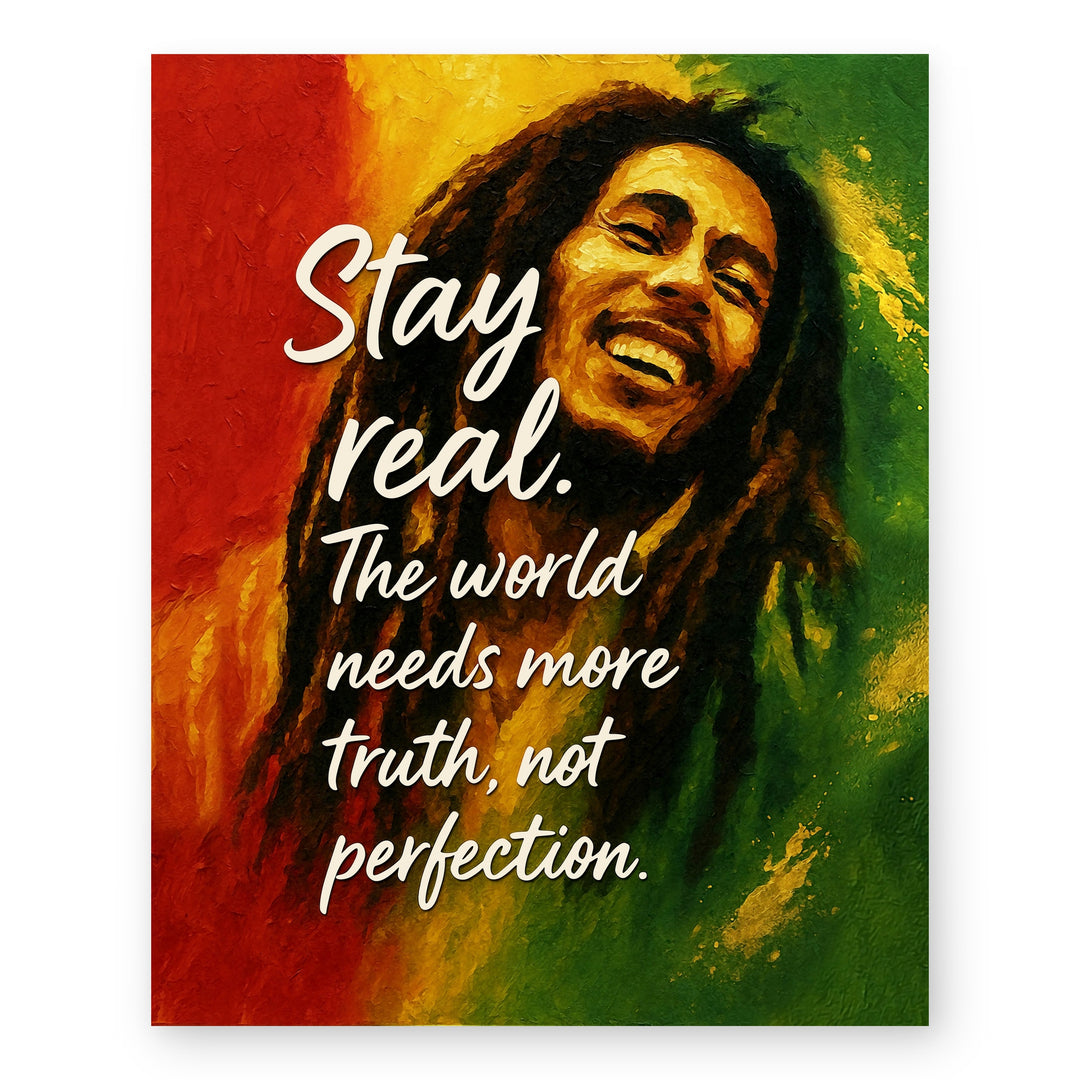 Stay Real Quote Reggae Wall Art Meditation Space Inspirational Wall Art