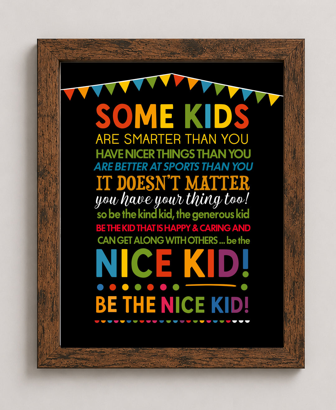 Be The Nice Kid Rainbow Motivational Kindness Chalkboard Inspirational Wall Art