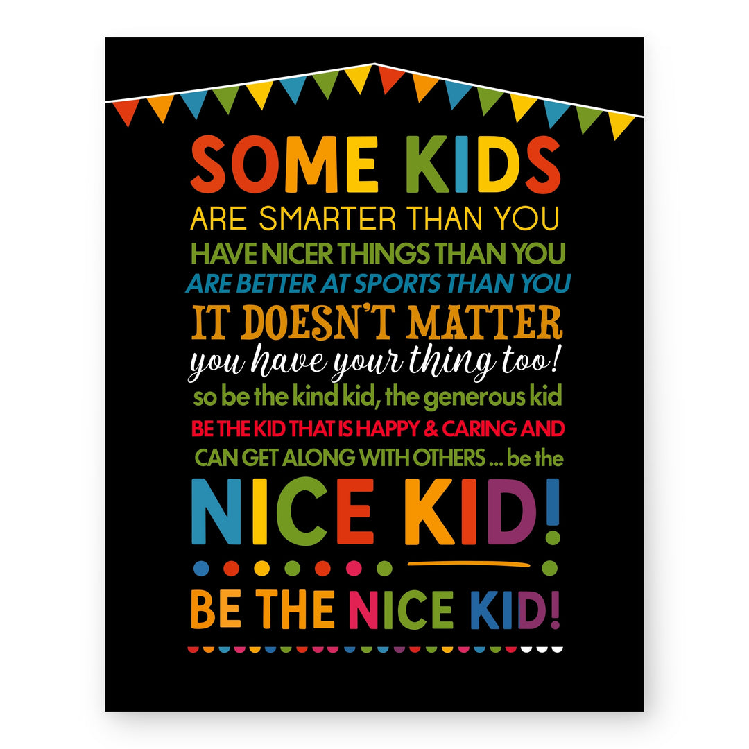 Be The Nice Kid Rainbow Motivational Kindness Chalkboard Inspirational Wall Art