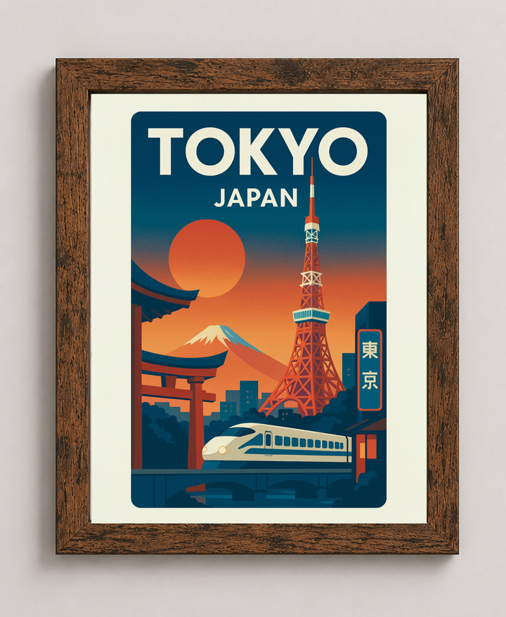 Mt Fuji Tokyo Tower Shinkansen Torii Gate Inspirational Wall Art