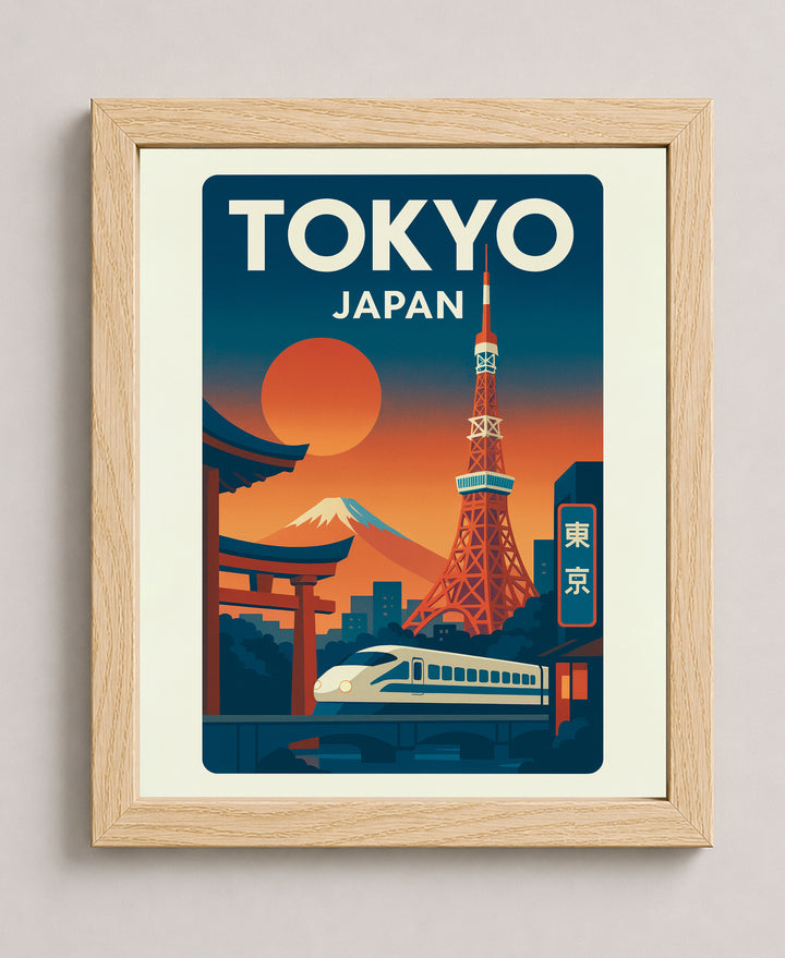 Mt Fuji Tokyo Tower Shinkansen Torii Gate Inspirational Wall Art