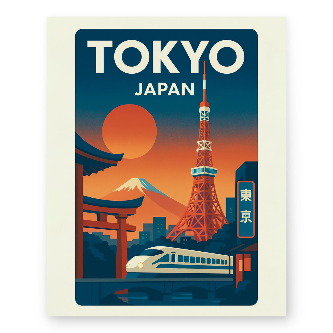 Mt Fuji Tokyo Tower Shinkansen Torii Gate Inspirational Wall Art