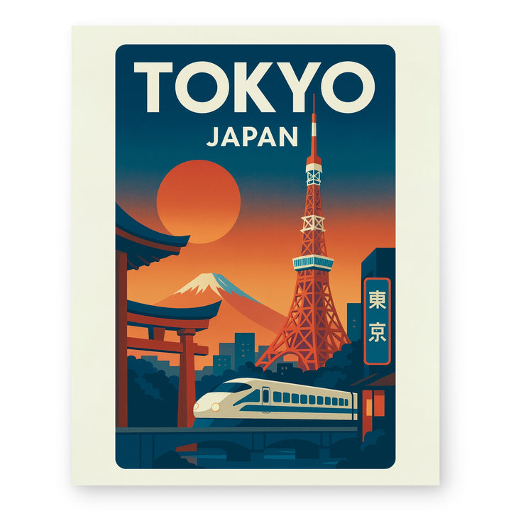 Mt Fuji Tokyo Tower Shinkansen Torii Gate Inspirational Wall Art