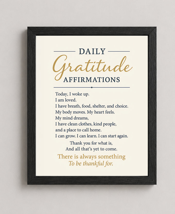 Daily Gratitude Affirmation Inspirational Wall Art