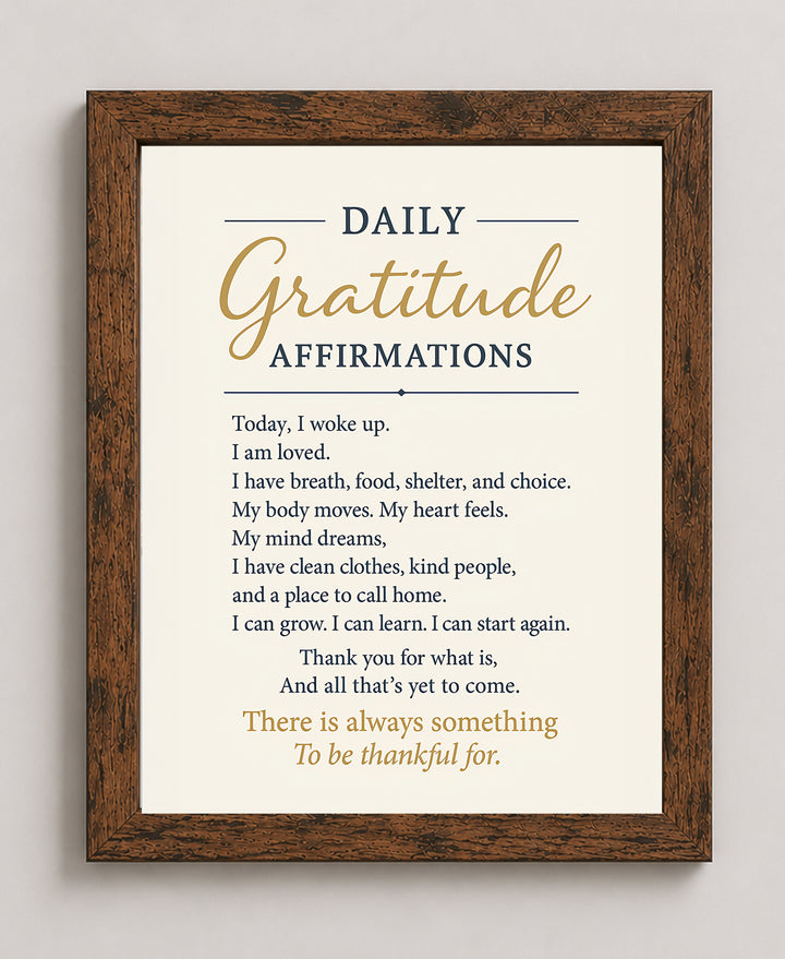 Daily Gratitude Affirmation Inspirational Wall Art