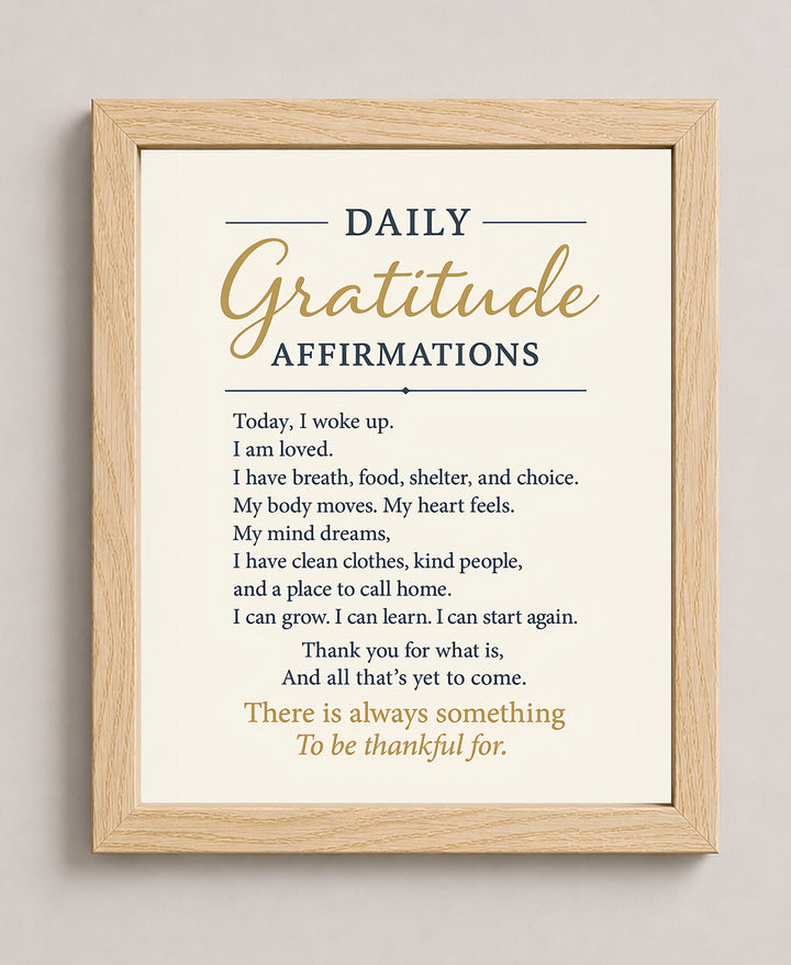 Daily Gratitude Affirmation Inspirational Wall Art