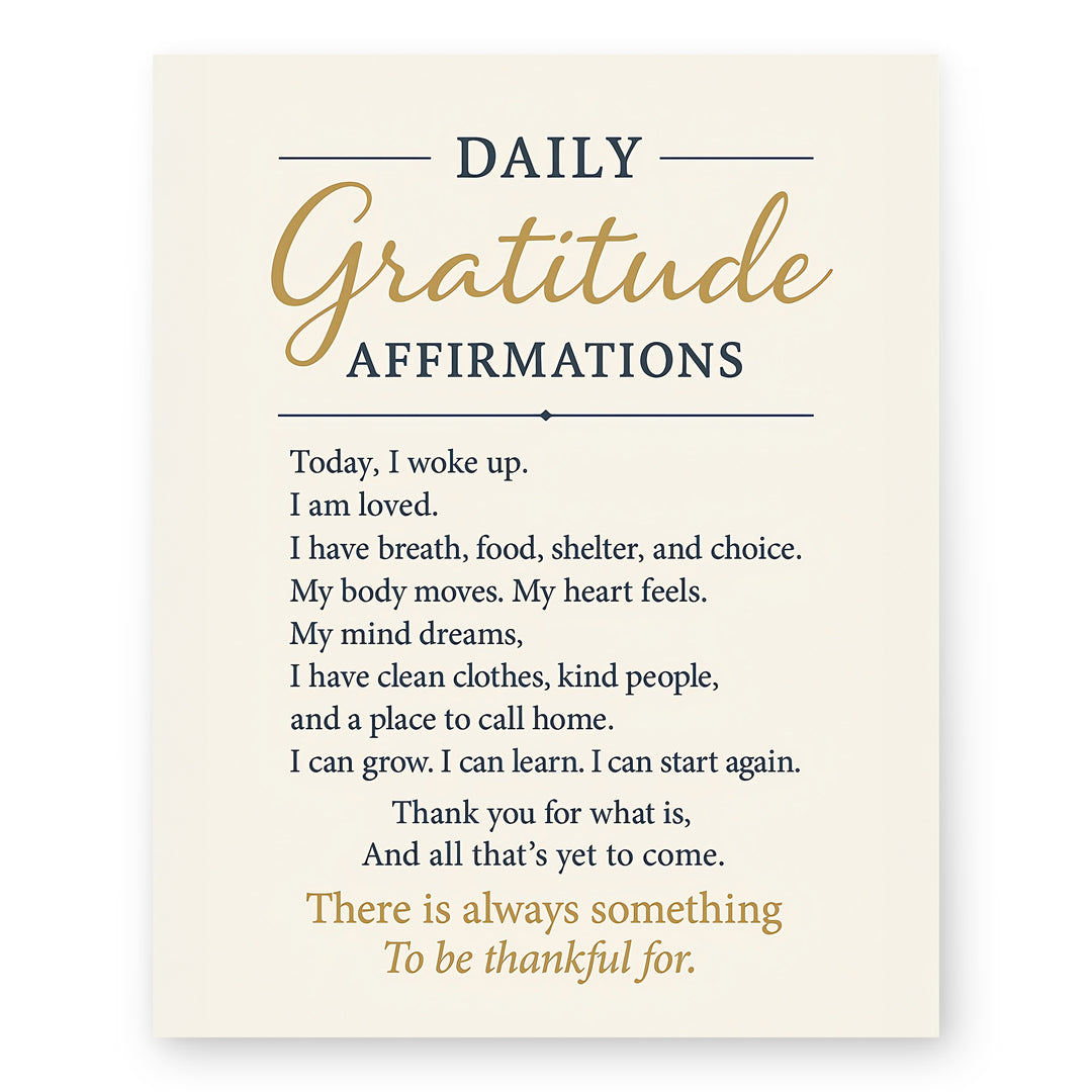Daily Gratitude Affirmation Inspirational Wall Art