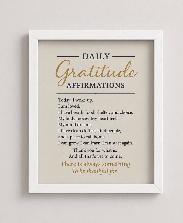 Daily Gratitude Affirmation Inspirational Wall Art