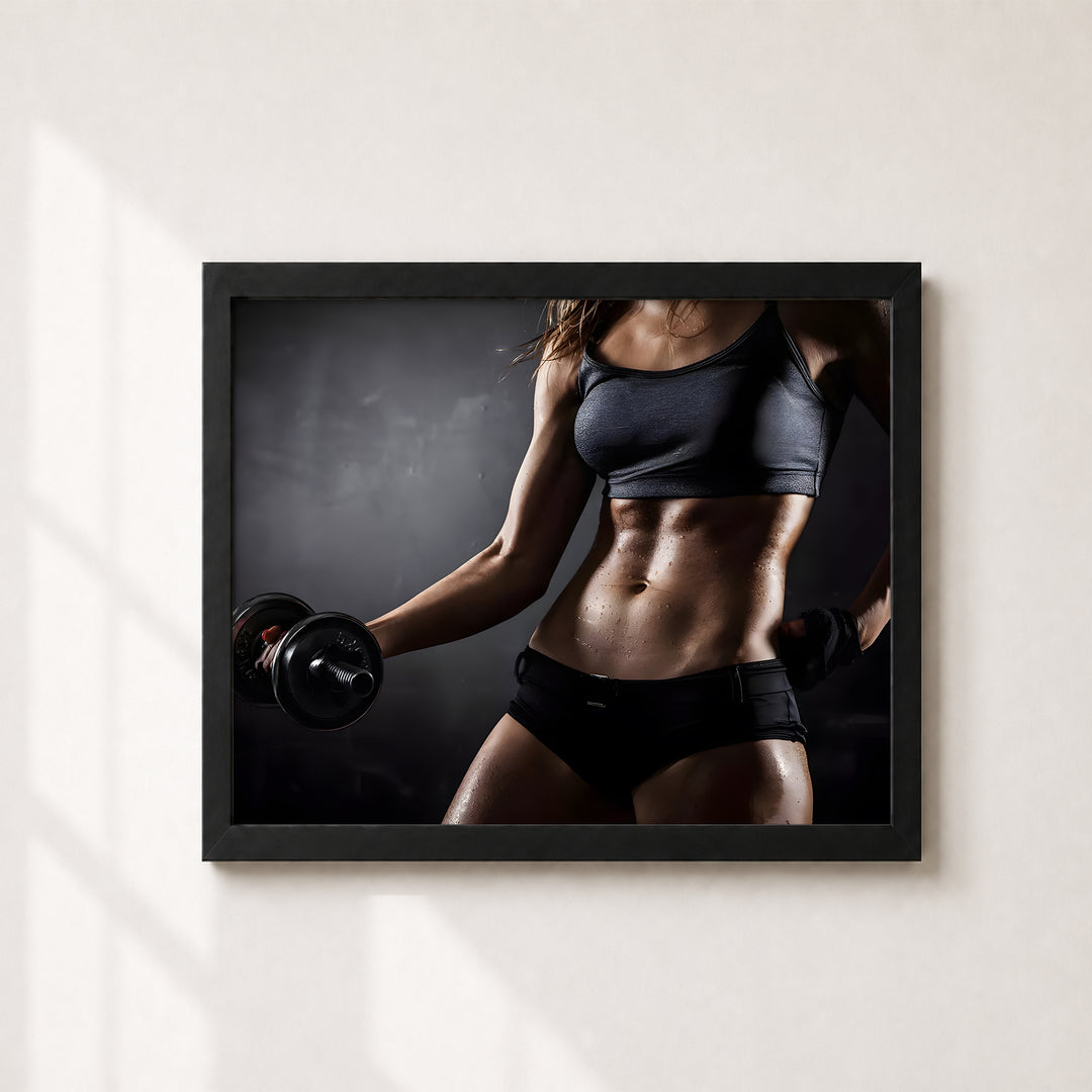 Sweat Now Shine Later Quote Strong Woman Fitness Inspirational Wall Art