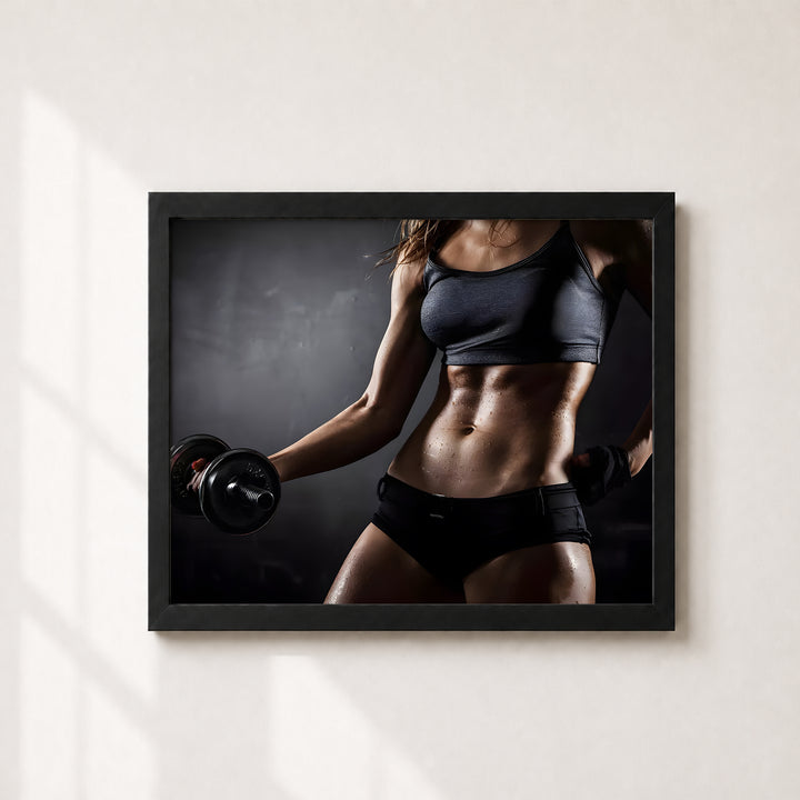 Sweat Now Shine Later Quote Strong Woman Fitness Inspirational Wall Art