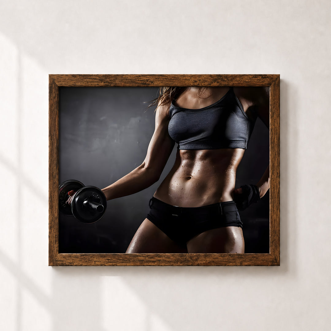 Sweat Now Shine Later Quote Strong Woman Fitness Inspirational Wall Art