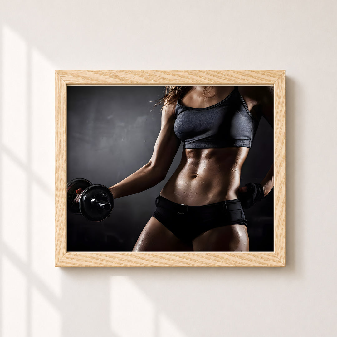 Sweat Now Shine Later Quote Strong Woman Fitness Inspirational Wall Art