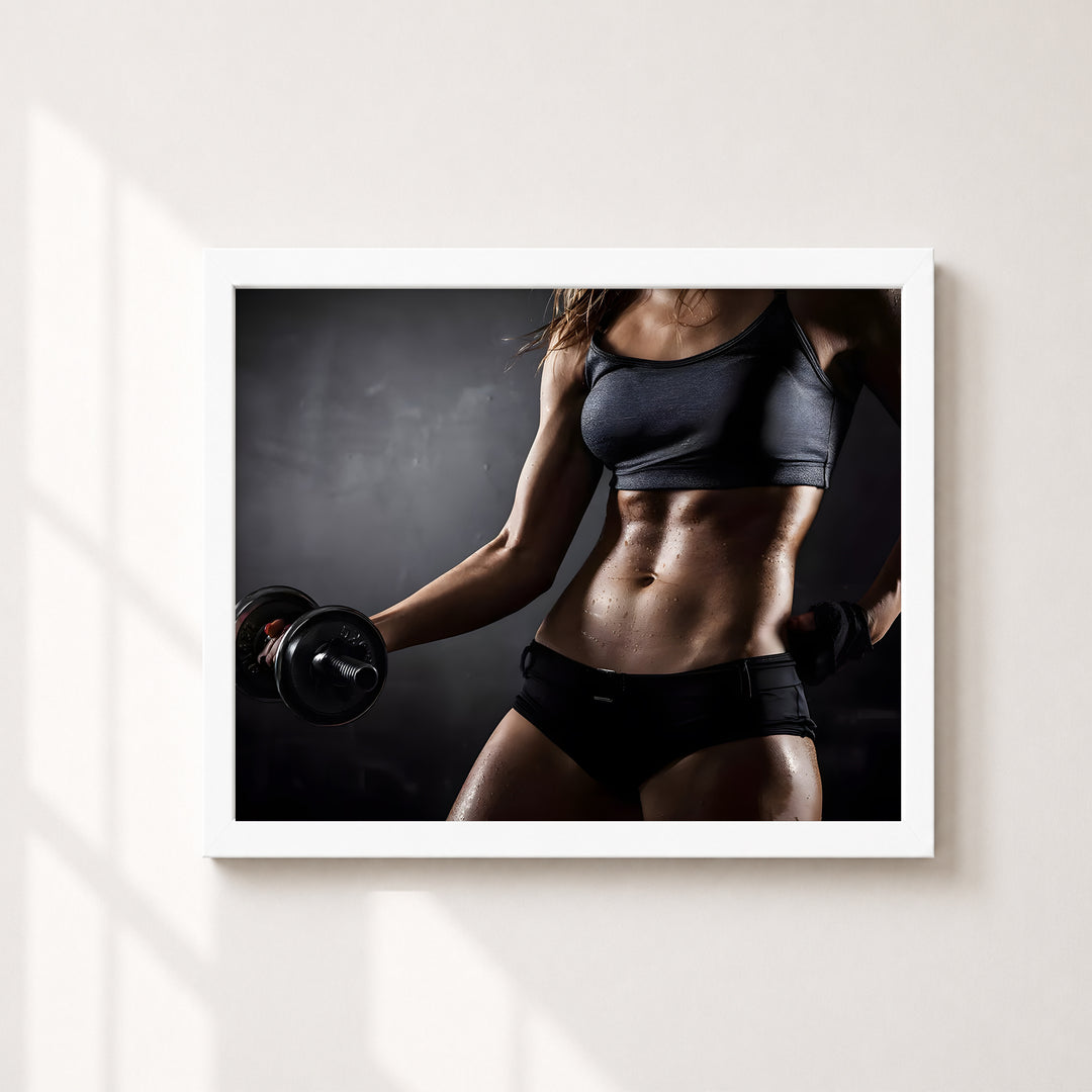 Sweat Now Shine Later Quote Strong Woman Fitness Inspirational Wall Art