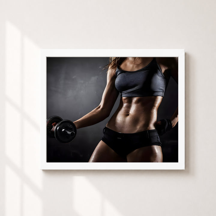 Sweat Now Shine Later Quote Strong Woman Fitness Inspirational Wall Art