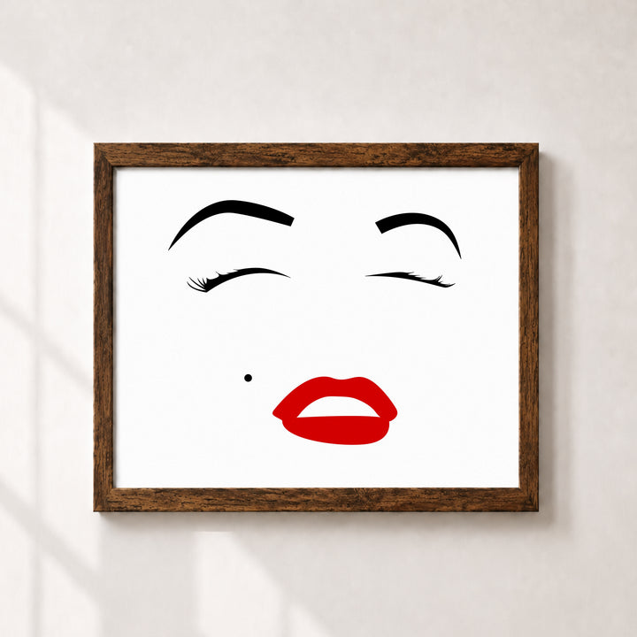Marilyn Monroe Red Lipstick Smile Inspirational Wall Art