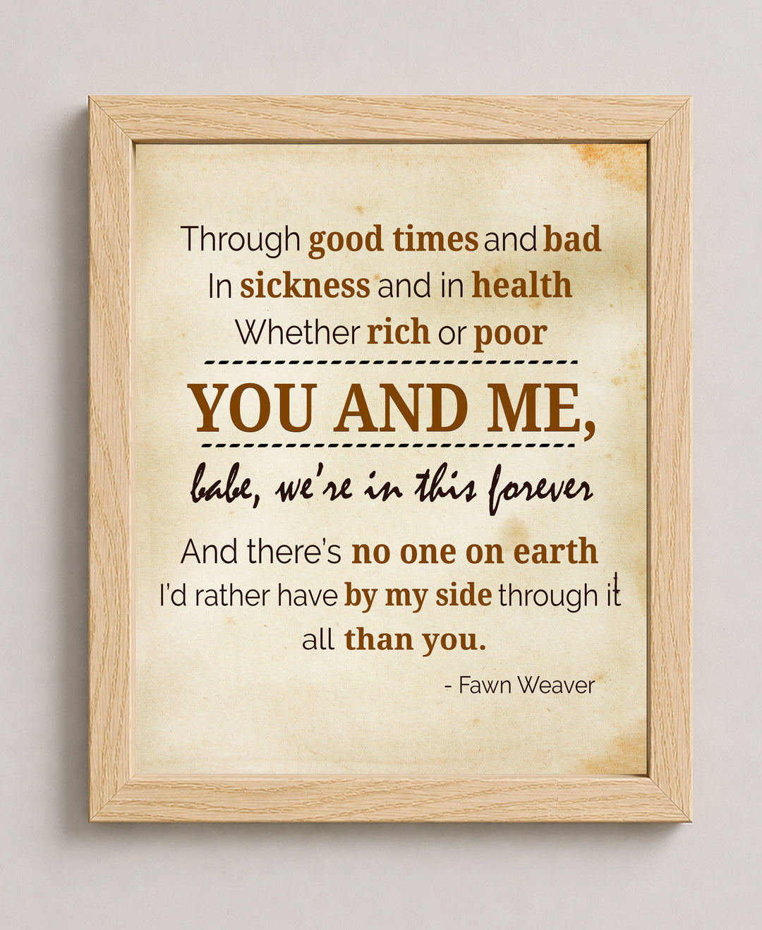 Loving Typographic Parchment Print Ideal For Bedroom Decor Family Inspirational Wall Art