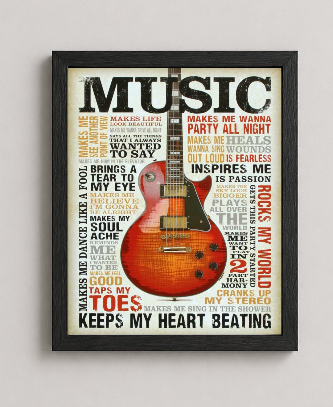 Love of Music Guitar Quote Funny Wall Art
