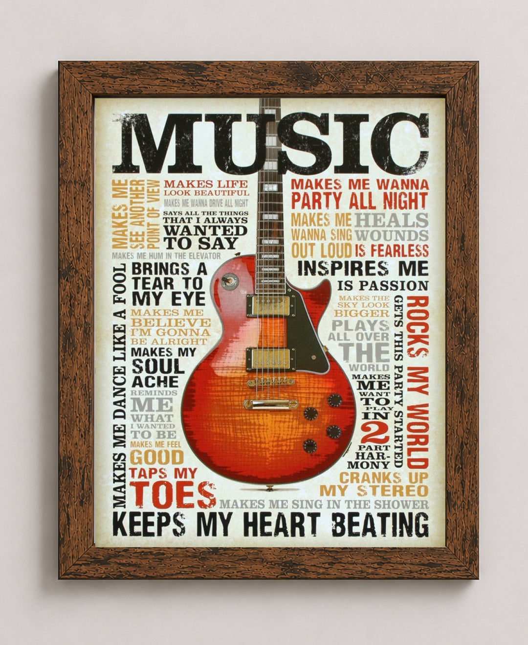 Love of Music Guitar Quote Funny Wall Art