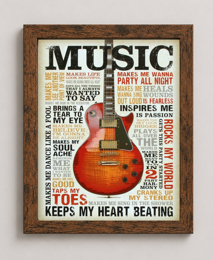 Love of Music Guitar Quote Funny Wall Art