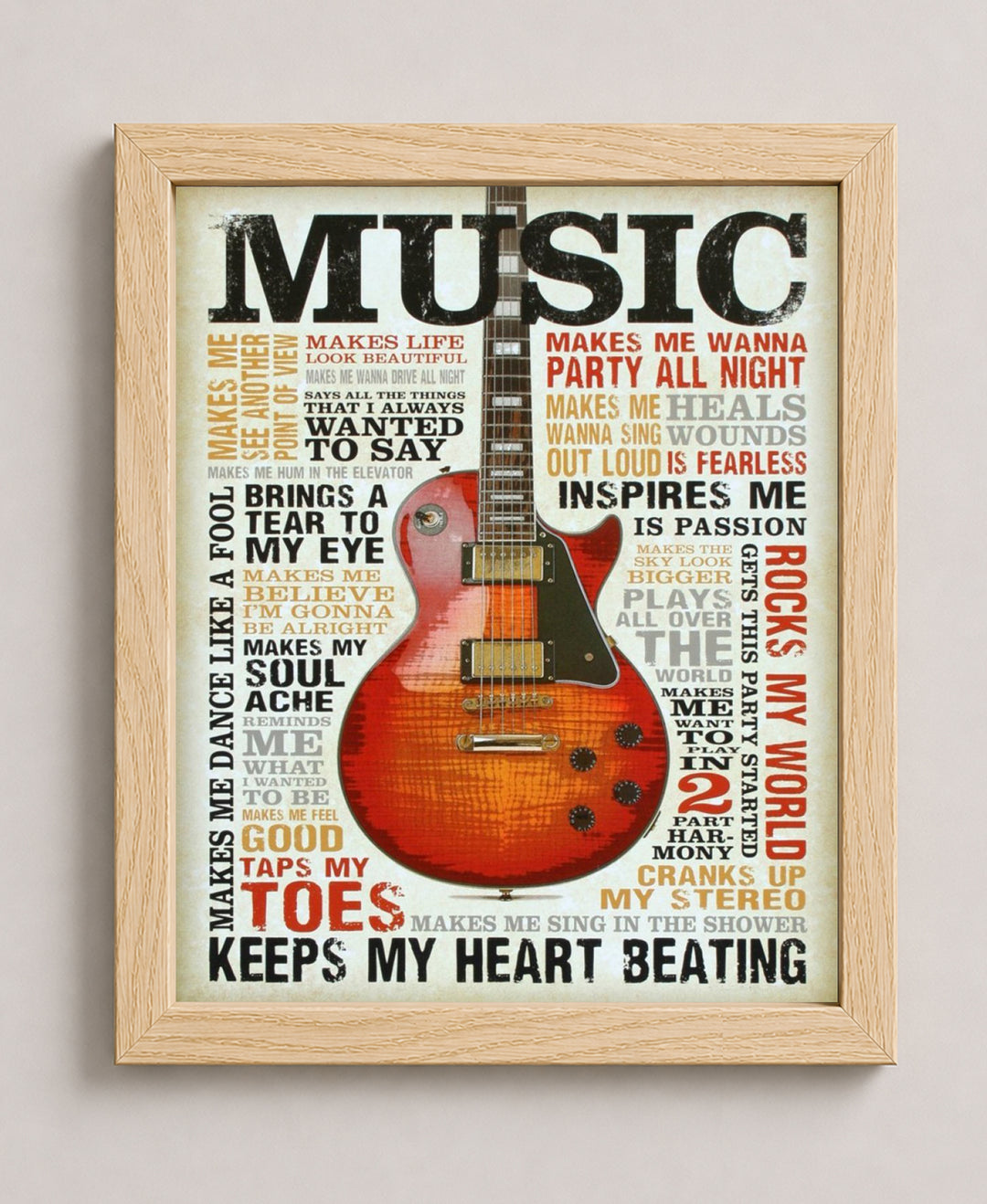 Love of Music Guitar Quote Funny Wall Art