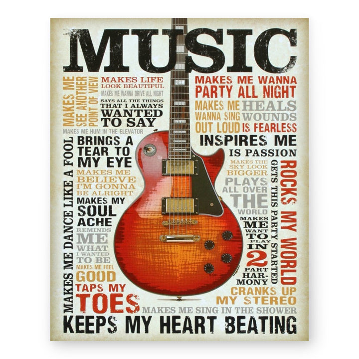 Love of Music Guitar Quote Funny Wall Art