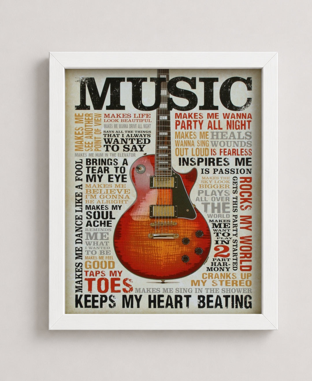 Love of Music Guitar Quote Funny Wall Art