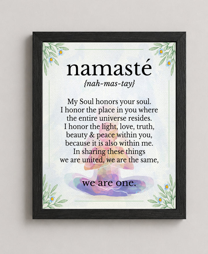Flowers And Namaste Inspirational Yoga Wall Art Print Wall Art