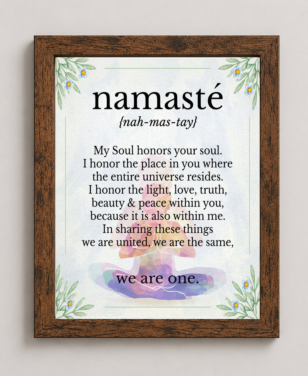 Flowers And Namaste Inspirational Yoga Wall Art Print Wall Art