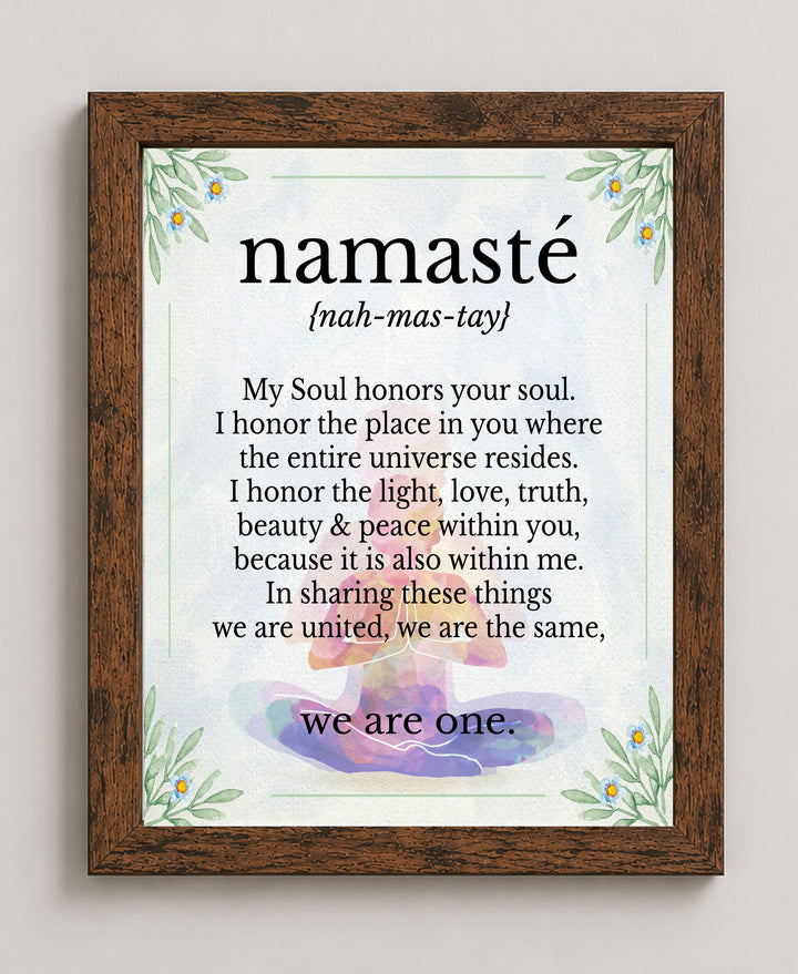 Flowers And Namaste Inspirational Yoga Wall Art Print Wall Art