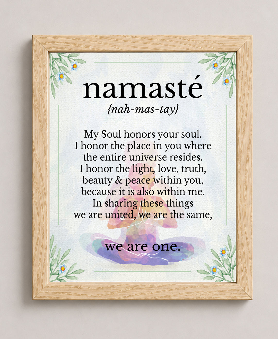 Flowers And Namaste Inspirational Yoga Wall Art Print Wall Art