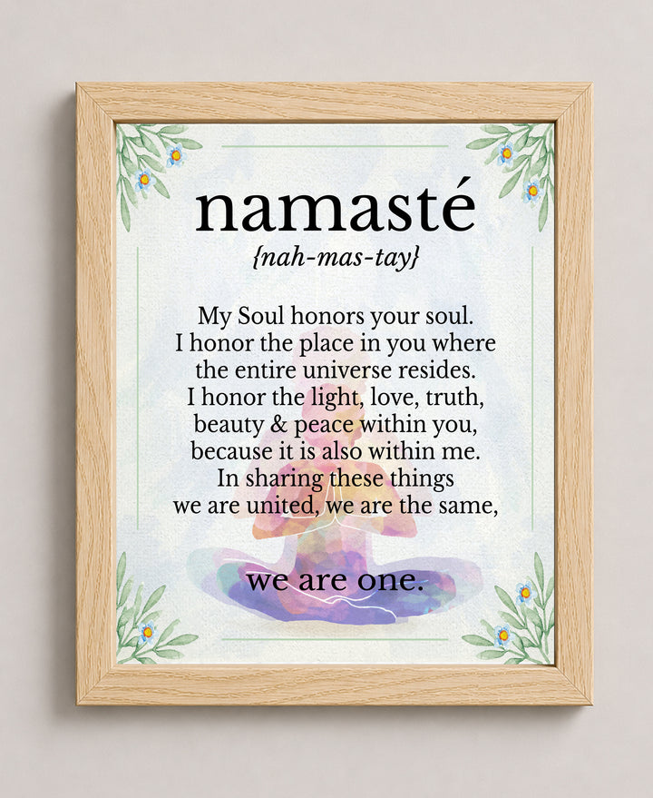 Flowers And Namaste Inspirational Yoga Wall Art Print Wall Art