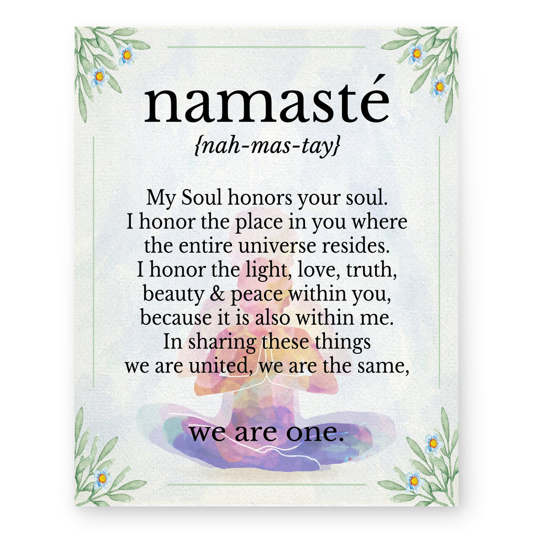 Flowers And Namaste Inspirational Yoga Wall Art Print Wall Art