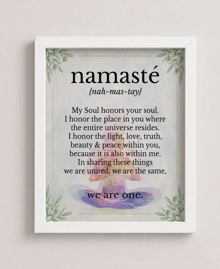 Flowers And Namaste Inspirational Yoga Wall Art Print Wall Art