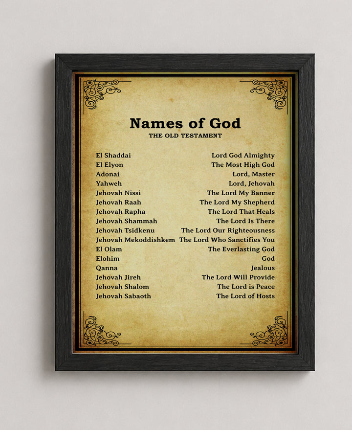 Names of God Christian Bible Verse Wall Art