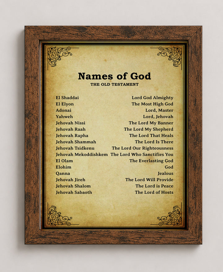Names of God Christian Bible Verse Wall Art