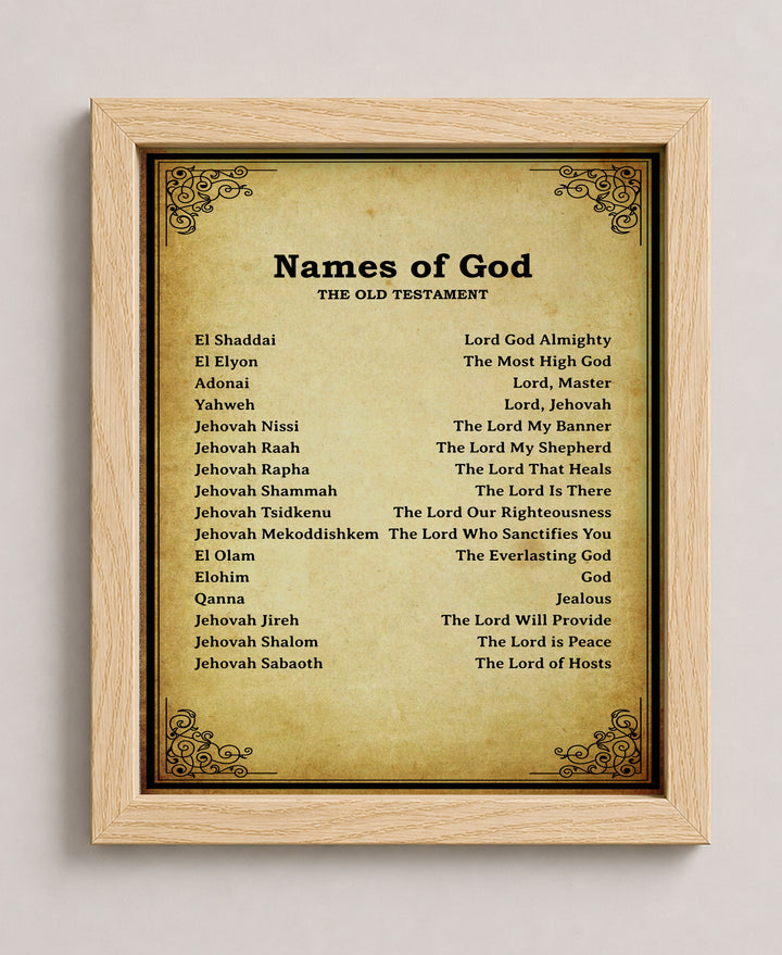 Names of God Christian Bible Verse Wall Art