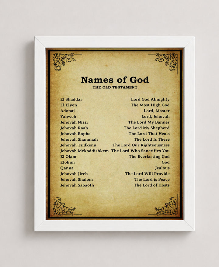Names of God Christian Bible Verse Wall Art