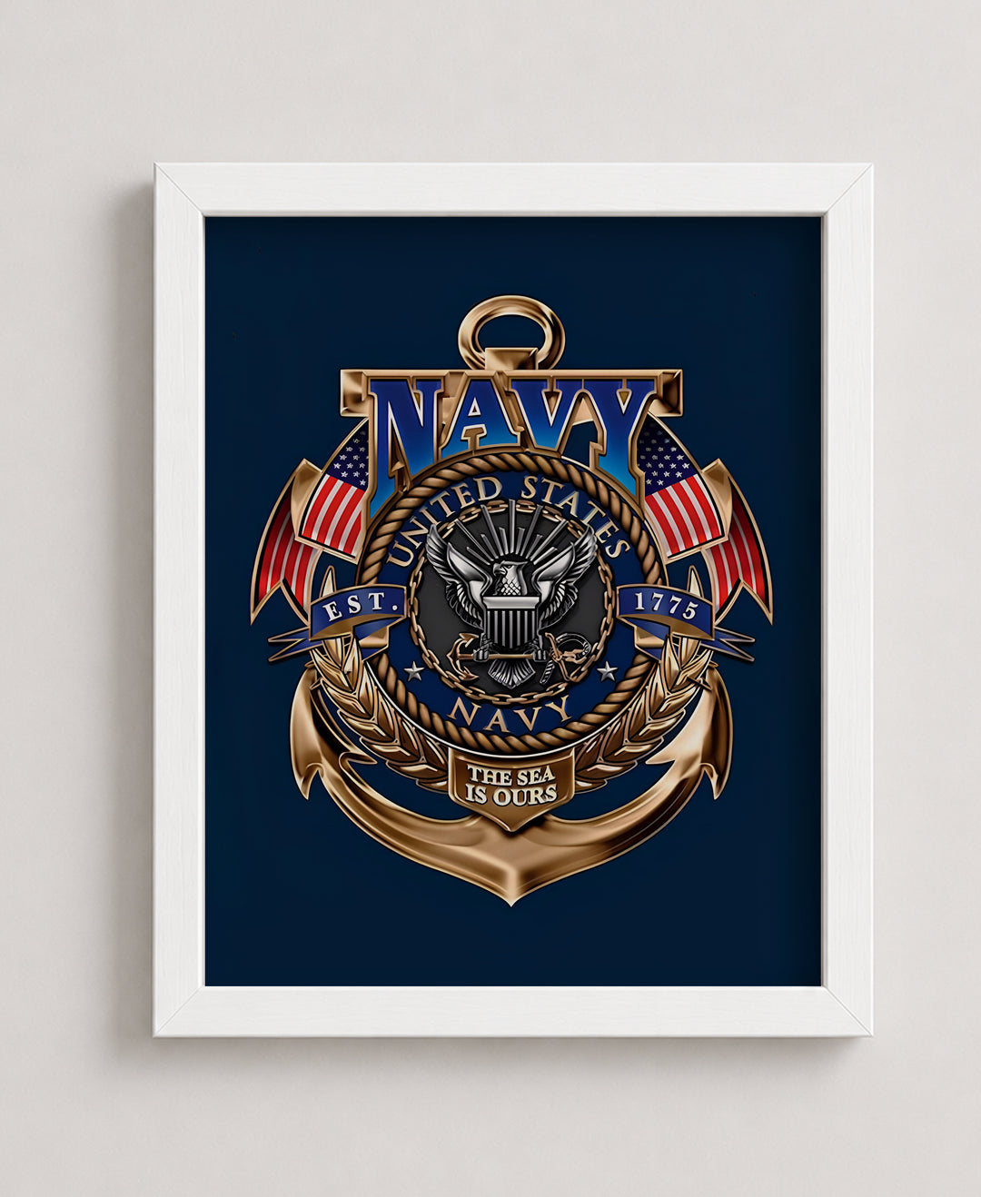 US Navy Gold Anchor Crest Military Wall Art