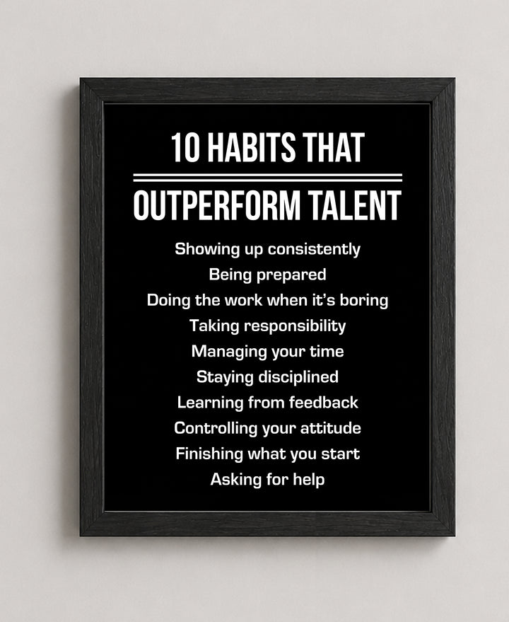 10 Habits That Outperform Talent Motivational Wall Art