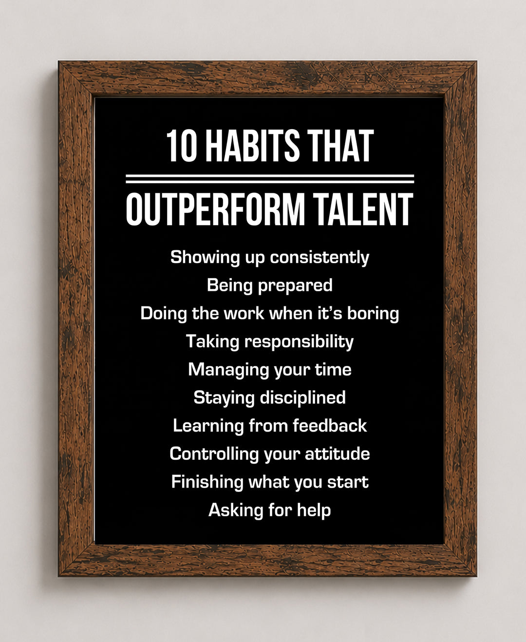 10 Habits That Outperform Talent Motivational Wall Art
