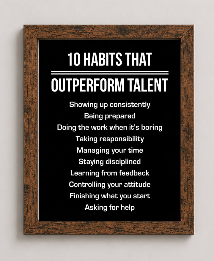 10 Habits That Outperform Talent Motivational Wall Art