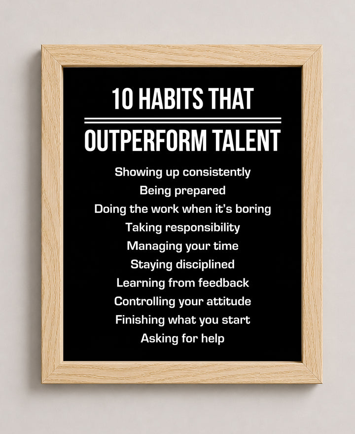 10 Habits That Outperform Talent Motivational Wall Art
