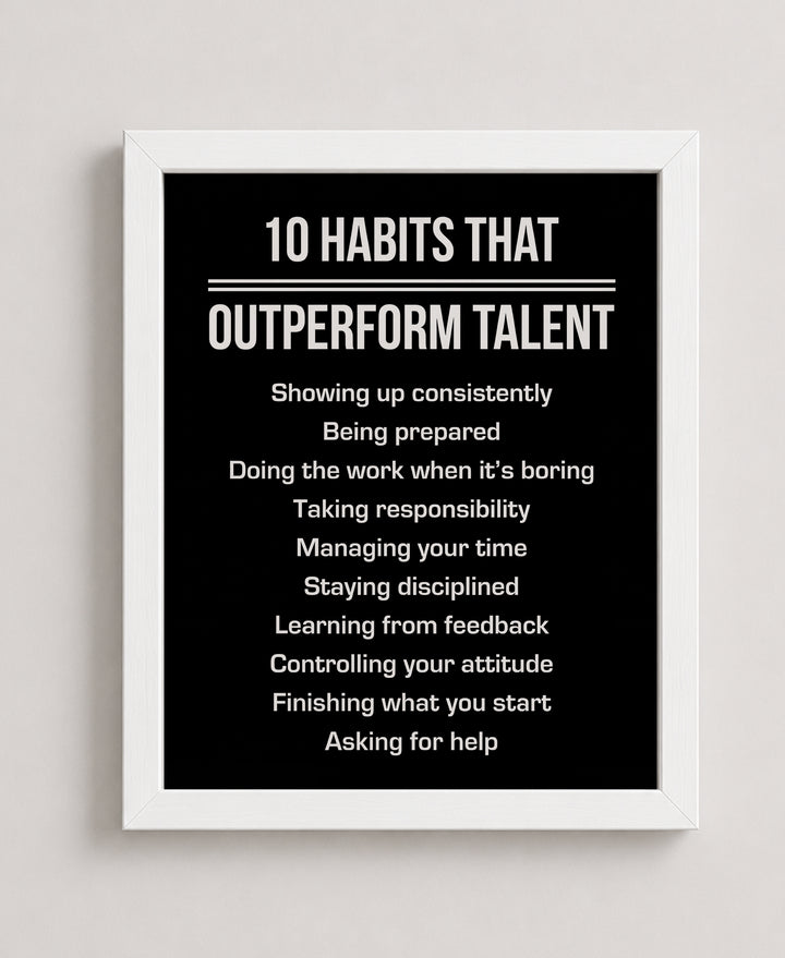 10 Habits That Outperform Talent Motivational Wall Art