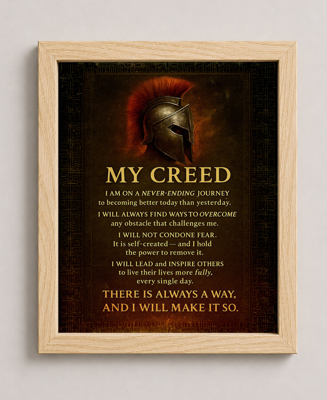 My Creed Warrior Quote Empowering Spiritual Inspirational Wall Art