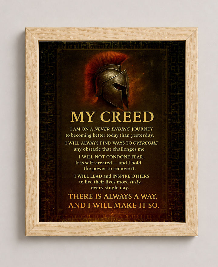 My Creed Warrior Quote Empowering Spiritual Inspirational Wall Art