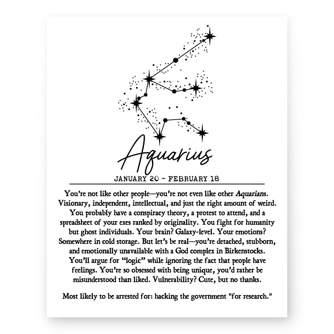 Comedic Horoscope Gift for Taurus Women or Men Funny Wall Art